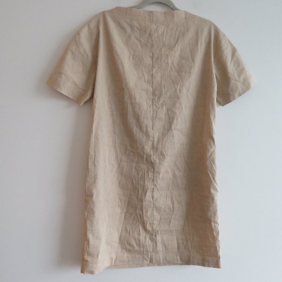 THEORY Organic Crunch Linen Belted Shift Dress Light Wheat Sz 00 *Belt missing* - Picture 9 of 16